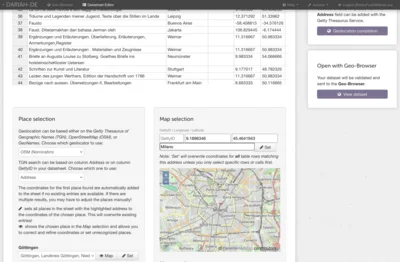 Screenshot des Datasheet-Editors