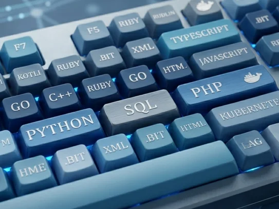 Tastatur mit verschiedenen Programmiersprachen
